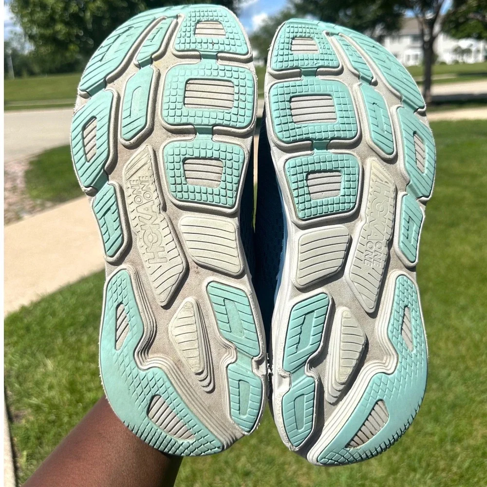 Hoka‎ Bondi 7 Men's Athletic Shoes Size 12.5 Blue Teal Running Shoes